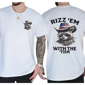 Ship Within 24 HoursRizz 'Em With The 'Tism Raccoon T-Shirt, Funny Cowboy Raccoon Shirt, Western Style Vintage Trendy Shirt - Shirt Graphic Tees For Men - Gifts For All