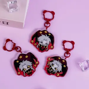 3 Ops The Freak Circus Pierrot Glitter Acrylic Keychain | 3-Piece Chibi Bag Charms with Red Bear Clasps for Fans & Gifts
