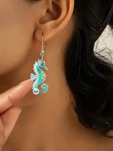 Fashion Punk Skull & Seahorse Acrylic Dangle Earrings, Unisex Trendy Design, Perfect Gift for Him or Her, Daily Wear