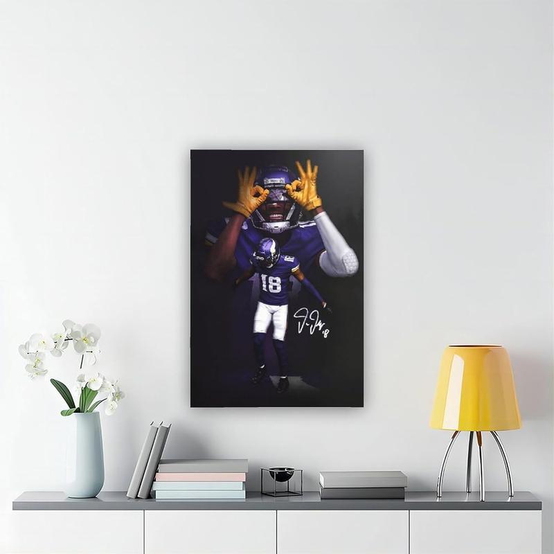 suffcind Sports Poster Justin Jefferson 1 Canvas Poster Wall Art Decor Print Picture Paintings for Living Room Bedroom Decoration Unframe-style12x18inch(30x45cm)