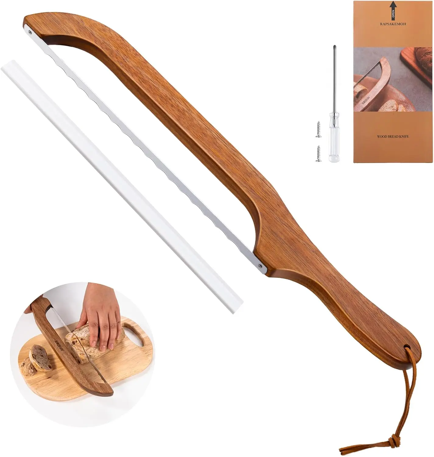 Sourdough bread knife,Bread Slicer for Homemade,Even Slicing | 15.7" Bread slicer for Homemade Bread, Baguettes and More Cuts Thin,Bow Design Easy to Cutting Even Slices