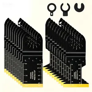20PCS Oscillating Multitool Blades Set, Titanium Coated for Metal Wood Plastic Cutting, Compatible with Dewalt Milwaukee Ryobi Bosch Makita, Durable Reusable Multi-Tool Accessories