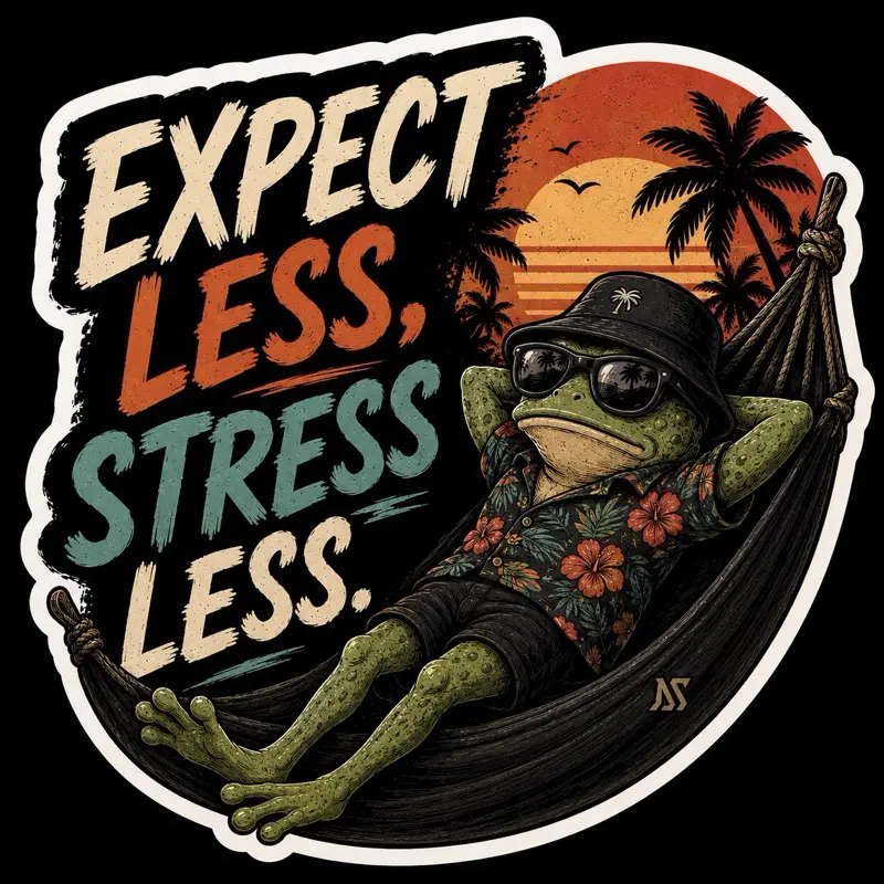 Expect Less Stress Less Frog Sticker