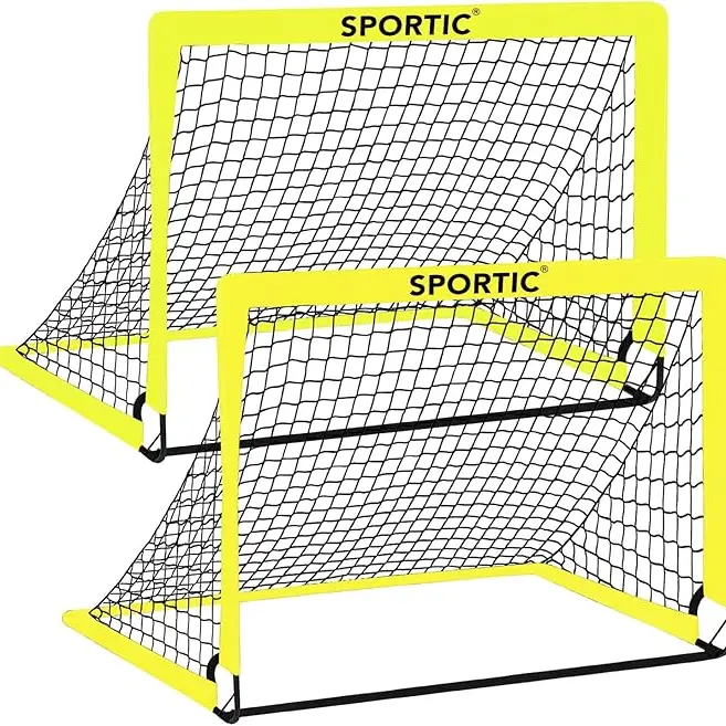 SPORTIC 2-Pack 4x3ft Pop-Up Soccer Goals for Kids Youth Training Portable Net Set with Carry Bag & Stakes Quick Setup for Indoor Outdoor Use