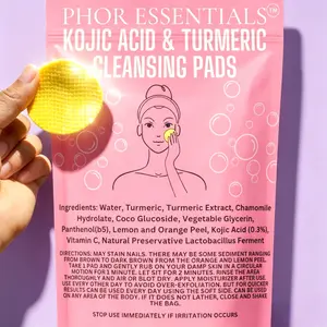 PHOR ESSENTIALS Chamomile Infused Facial Cleanser Pads, Gentle Exfoliating Daily Cleansing Pads with Turmeric - Kojic Acid