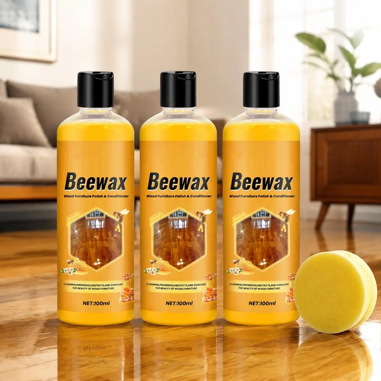 Beeswax Wood Polish & Conditioner Feed-N-Wax, 10.14 oz Orange Liquid, Home Cleaning Product for Wood Furniture & Floors