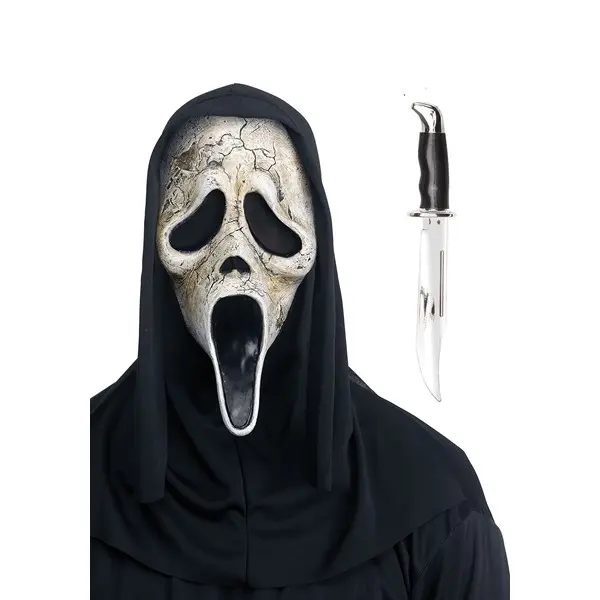 Adult Ghost Face Aged Mask & Knife Costume Set