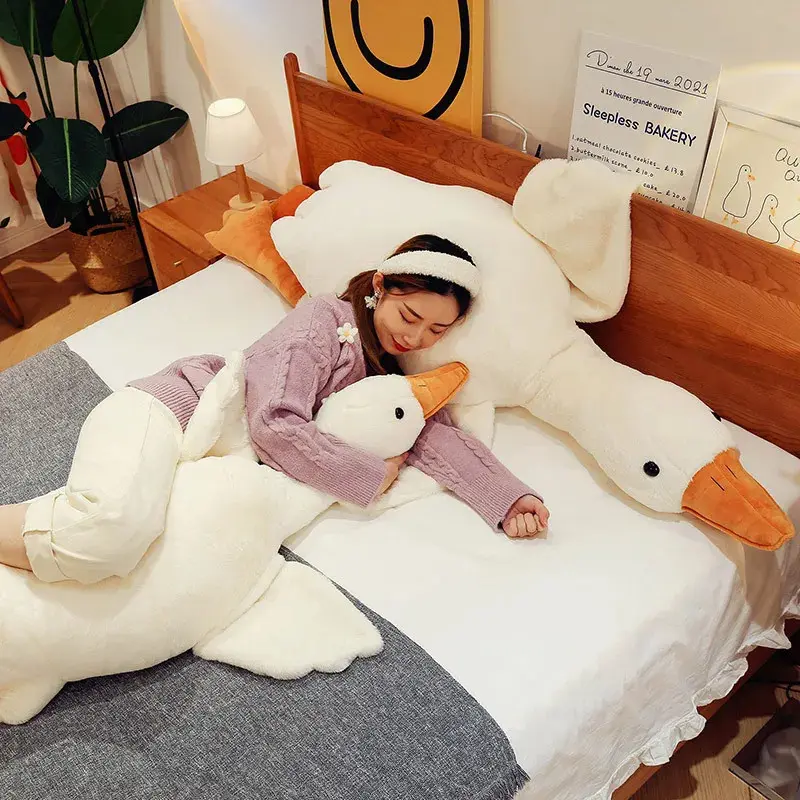 50- 190cm Cute Big White Goose Plush Toy, Giant Duck Baby Sleeping Pillow, Super Sofa Cushion, Plush Animal Doll, Children's Gift