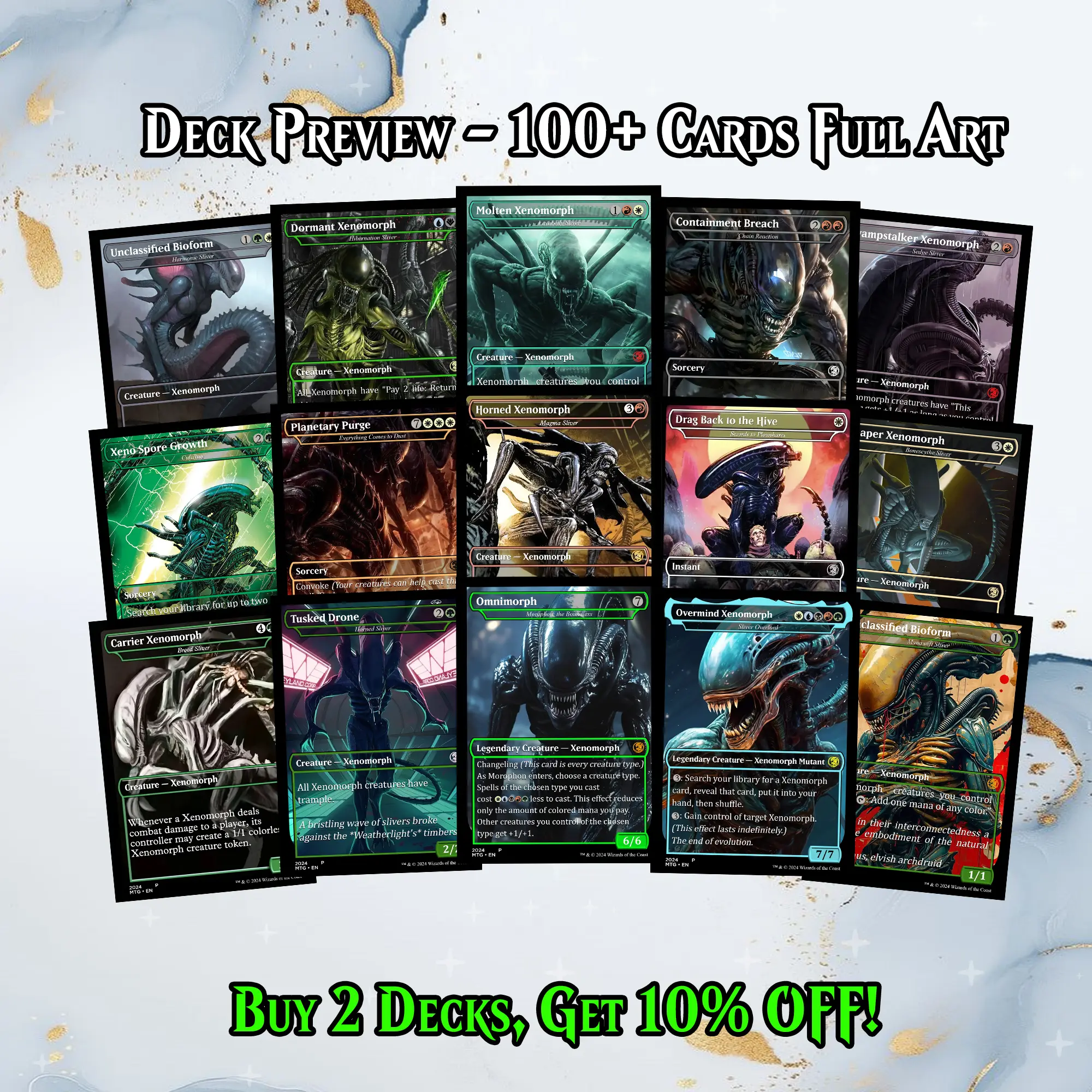 ALIEN COMMANDER MTG PROXY DECK  PREMIUM COLLECTOR SET (113 CARDS + DICE  SET + PLAYMAT + VELVET BAG + DISPLAY BOX + COLLECTOR BOX) | DECKGALAXY -  TikTok Shop