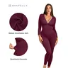 SHAPELLX Women's Deep V Ribbed Long-Sleeve Jumpsuit for Fall - Skin-Friendly Breathable Slim-Fitting Fabric with Tummy Control and Removable Padded  Glute-Lifting Midsection-Sculpting Overalls, Sporty Chic Stylish, Ideal for Yoga Workouts, Clothes