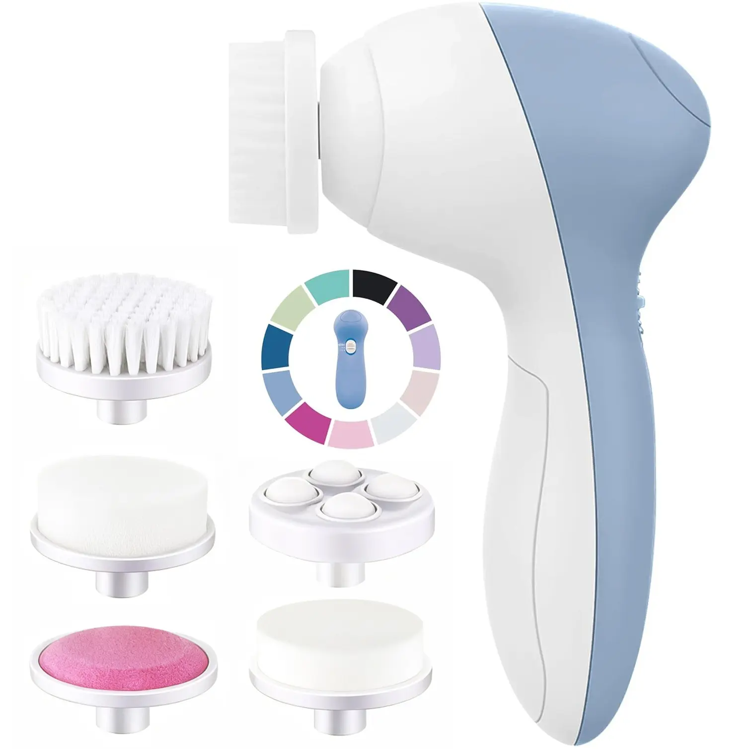 ✨ Multi-Functional 5-in-1 Electric Facial Cleansing Brush, Facial Cleansing Tools, Skin Care Tool, Deep Cleaning/Gentle Massage｜2 Adjustable Intensity Levels｜5 Interchangeable Brush Heads｜Essential Beauty Tool for Facial Cleansing & Massage