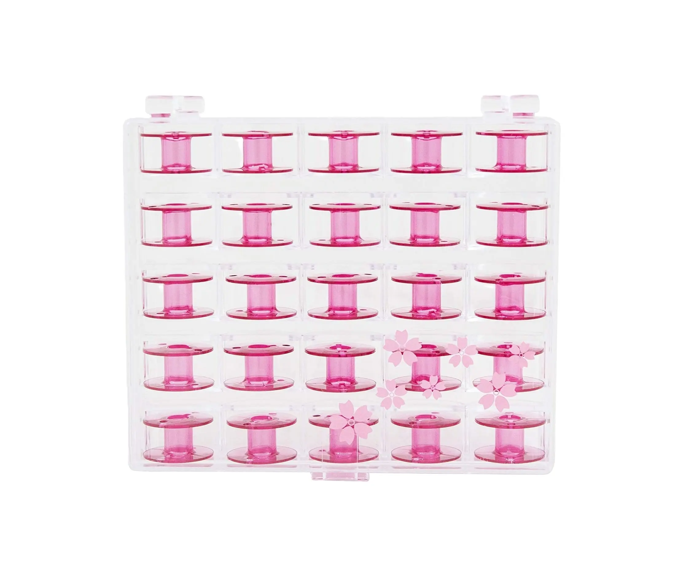 Janome 25 Pack Pink Cherry Blossom Bobbins and Case Class 15 / Style J 200277095