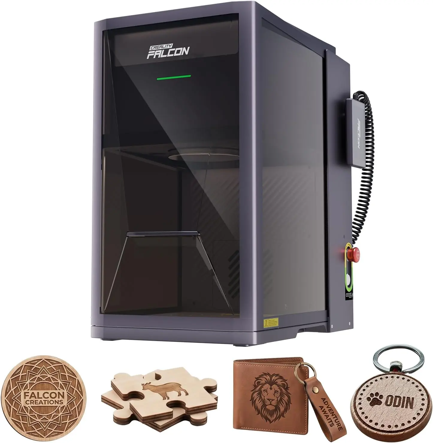 Creality Falcon T1 5-in-1 Laser Engraver, 10000mm/s Galvo Engraving, 15s Quick-Swap Modular Design, AI Batch Engraving for Wood, Leather & Acrylic