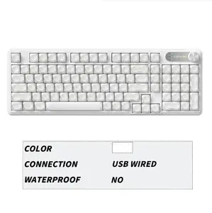 New Upgraded 2.0 IP98 Foudation Keyboard, 98 keys with Knob Transparent Keycaps Cute Classic Keyboard with Number Pad, Media Knob Custom Mechanical Feel Keyboard, RGB Backlit Work/Office/Gaming Silent Keyboard