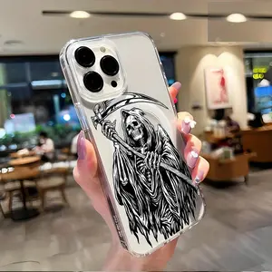 A high-end magnetic ring wireless charging case with dark grim reapers and sickles, designed to be shockproof and thickened, suitable for iPhone 16 to 11 series including X, XS, XR, Mini, Plus, Pro, and Max - Elegant Gift Choice SHLP0682