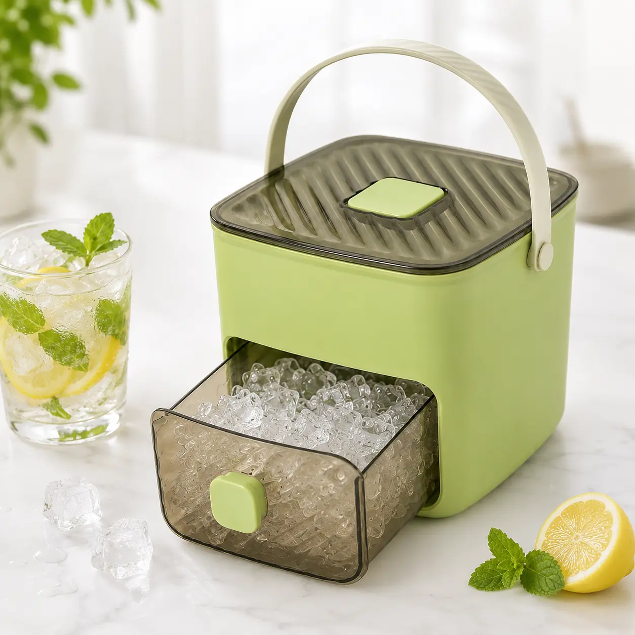 Double-Layer 48-Grid Push-to-Release Ice Cube Maker Mold with Press Lid, Food-Safe Ice Form Tray, Stackable Storage Bins for Whiskey, Cocktail Drinks & Parties, Essential Kitchen Appliance Utensil