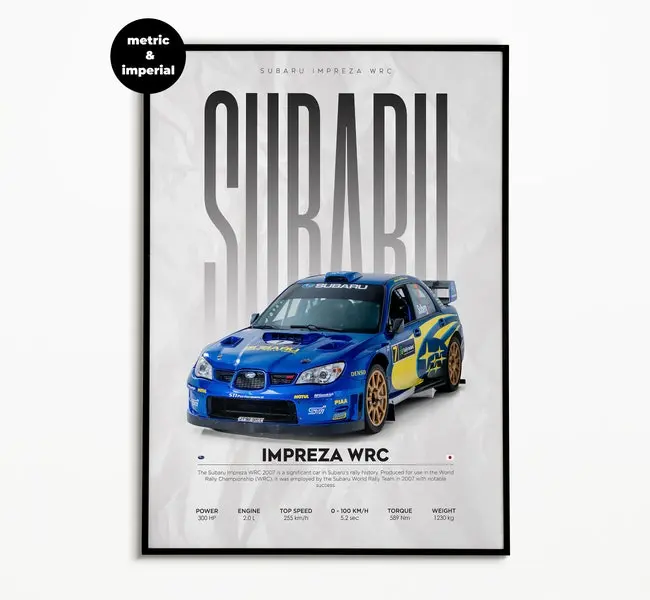 Subaru Impreza WRC Poster | Hyper Car Poster | Super Car Print | Art Print | Poster | Home Decor | Wall Decor