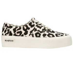 SeaVees Womens Legend Mulholland Leopard Platform Sneakers Shoes Casual - White