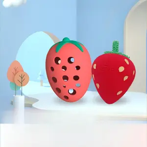 Strawberry Shaped Makeup Sponge with Storage Box, 1 Count Soft Silicone Makeup Sponge, Wet and Dry Dual Use Makeup Tool for Women