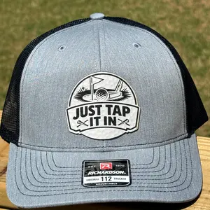 Custom Golf Hat “Just Tap It In” | Funny Golf Hat | Richardson 112 Trucker Hat | Leather Patch Hat | Golf Gift