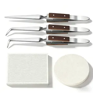 Jewelry Soldering Tool Kit - 3 Self-Locking Tweezers + Honeycomb Soldering Boards for Precision Jewelry Work