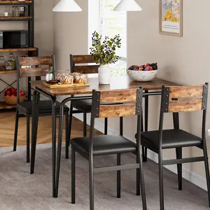 【GARVEE】Kitchen Table and Upholstered Chairs for 4,Modern Wood Small Dining Room Table Set for 4, Space Saving Dinner Table Set,5 Piece Dinette Furniture Ideal for Dining Room Office Apartment Small Space