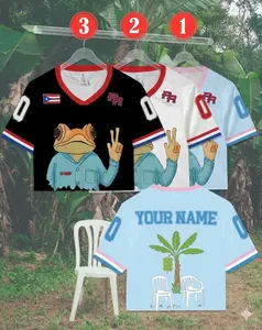 Personalized Puerto Rico Bunny Crop Jersey, Custom Name and Number Football Jersey, El Conejo Malo Latina Music Tee