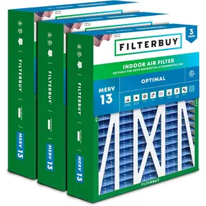 Filterbuy 20x23x5 Air Filter (3-Pack), Pleated MERV 13 Optimal Defense HVAC AC Furnace Air Filters for Bryant, Carrier, BDP, Day & Night, and Payne