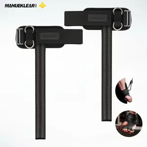 MANUEKLEAR Non-Slip Wrist Straps for Weightlifting & Deadlifting Gym Lifting Straps with D Rings for Cable Machine Workout 10mm Neoprene Padded Wrist Wraps for Men Women
