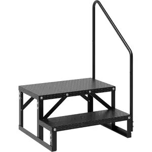 2 Step RV Steps with Handrail, 660 Lbs Heavy-Duty Camper Entry Stairs, Anti-Slip Portable Steps for Travel Trailers,Mobile Home,Outdoor Camping with Non Slip Assist Handrail