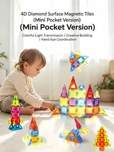 Mini Magnetic Tiles 56 29PCS, Travel-Size STEM Building Blocks with Iron Storage Box, Educational On-The-Go Magnet Toys for Kids Ages 3+, Perfect for Car Rides, Airplane Trips & Birthday Gifts