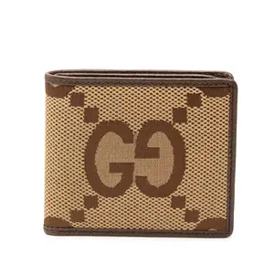 Pre-owned GUCCI Other Small Leather Goods Jumbo GG Canvas Leather Wallet