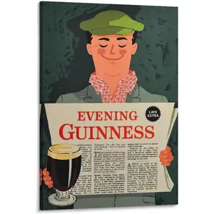 LODASNA Vintage Guinness Numbers Poster Food And Drink Home Canvas Wall Decor Art Canvas Painting Posters And Prints Wall Art Pictures for Living Room Bedroom Decor 08x12inch(20x30cm) Frame-style