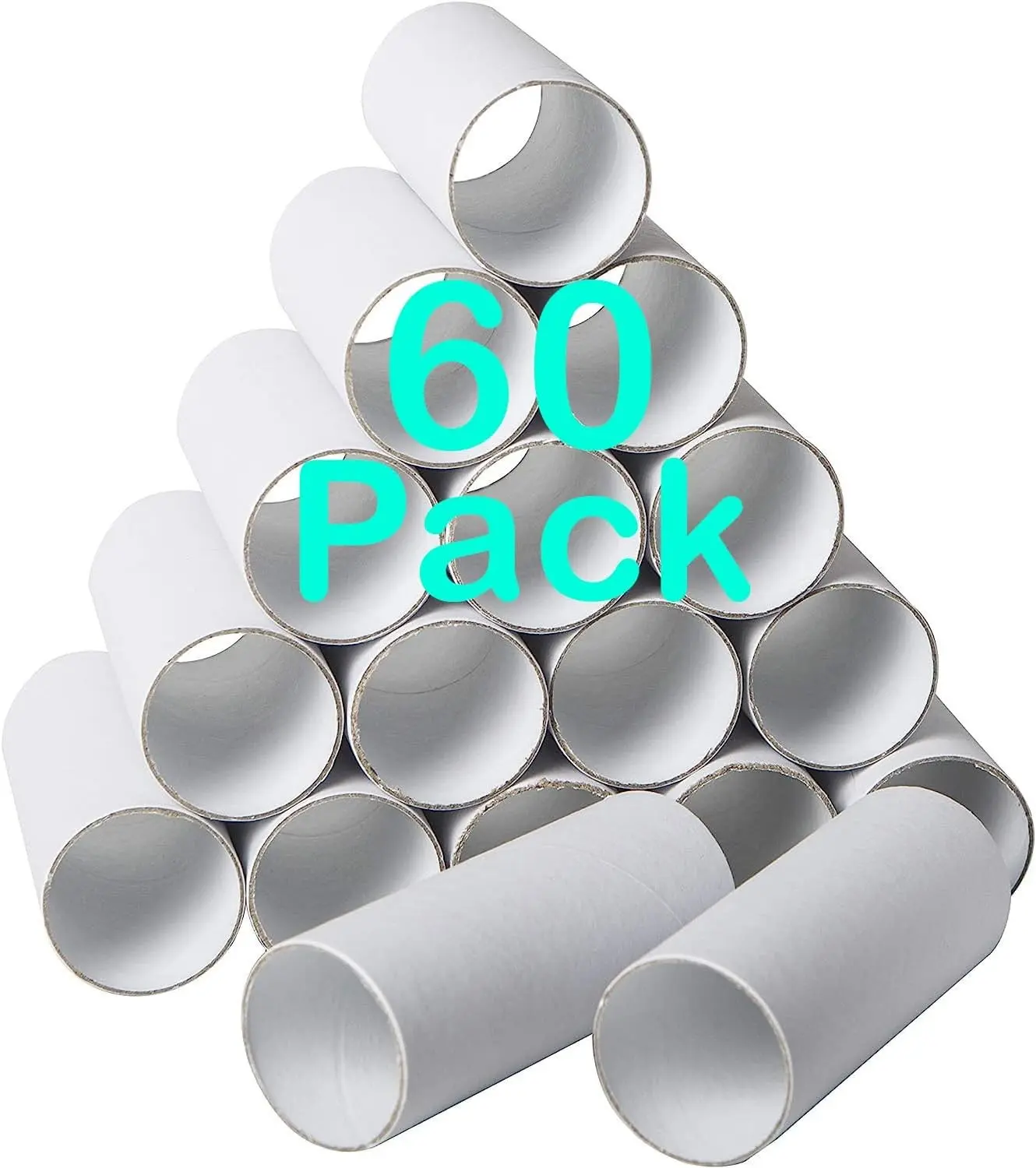 Cardboard Tubes, Poster Tube, Empty Paper Towel Rolls, White, 60 Pack | Mailing tubes for shipping posters, DIY crafts, classroom art & storage, thick & sturdy white kraft paper rolls, bulk pack
