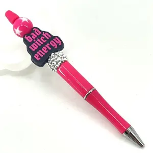 Bad Witch Energy Halloween pen handmade NEW bling rhinestone hot pink black silver