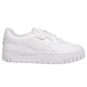 PUMA Womens Cali Dream Leather Perforated Platform Sneakers Shoes Casual - White