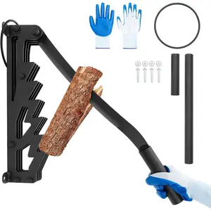 Wall Mounted Log Splitter, Heavy-Duty Carbon Steel Wood Splitter with Long & Short Handles Gloves, Manual Kindling Splitter for Soft Wood Indoor Fireplace, Campfire & Outdoor Use