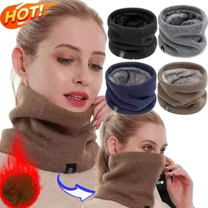 1pc autumn and winter fashionable thickened warm neck gaiter & face mask. This solid-color mask, earmuff, and head cover is designed for cold and wind protection during daily outings and outdoor sports Windproof Face Mask