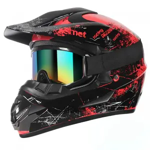 Youth Kids Adult Motocross Helmet - Men Women Off-Road ATV Dirt Bike BMX Full Face Helmet w/ Goggles, Gloves & Mask, DOT Approved