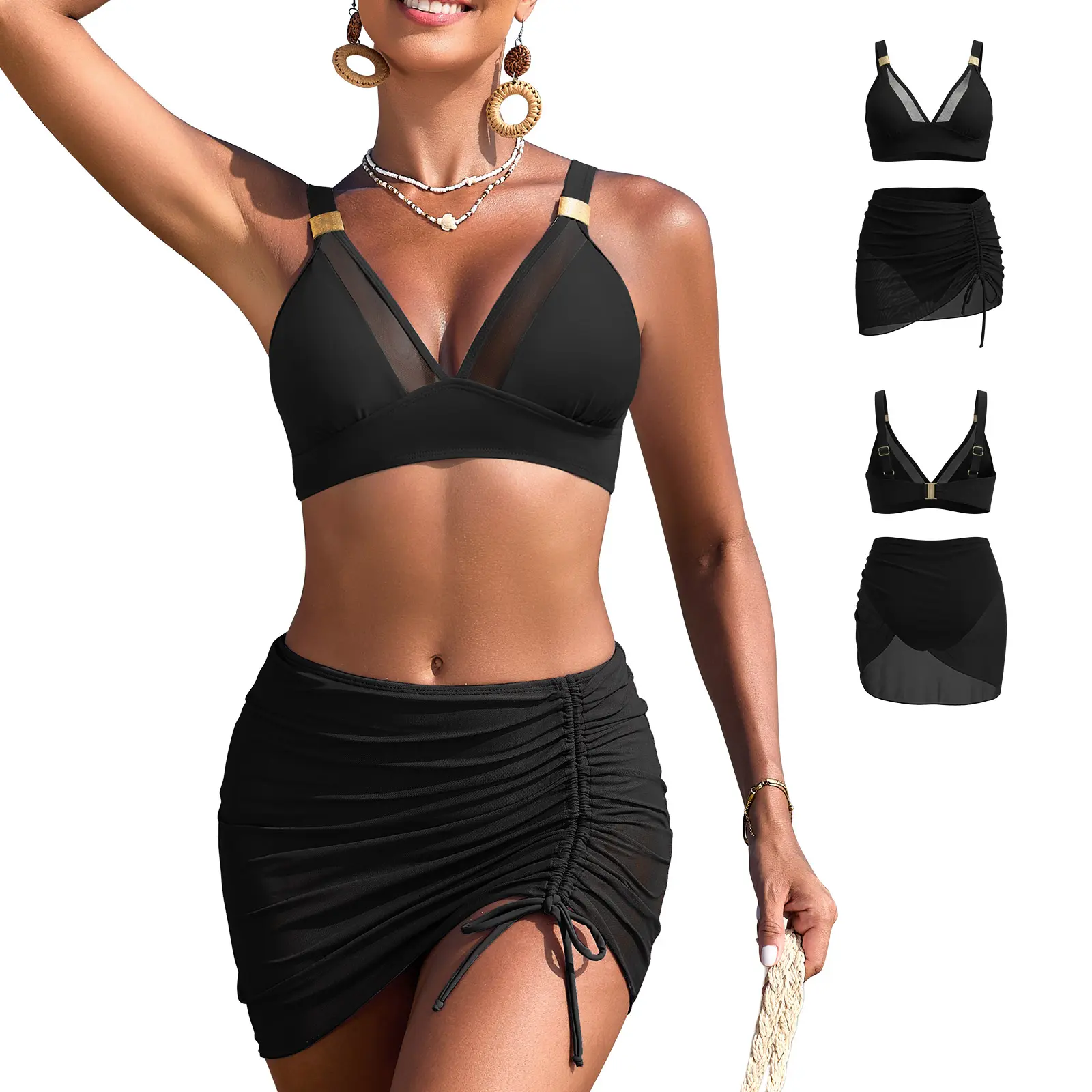 High Waisted Bikini Set Tummy Control Bikini Sets for Women, Push Up Bikinis 2 Piece Swimsuit, Adjustable Swimming Costumes for Grils