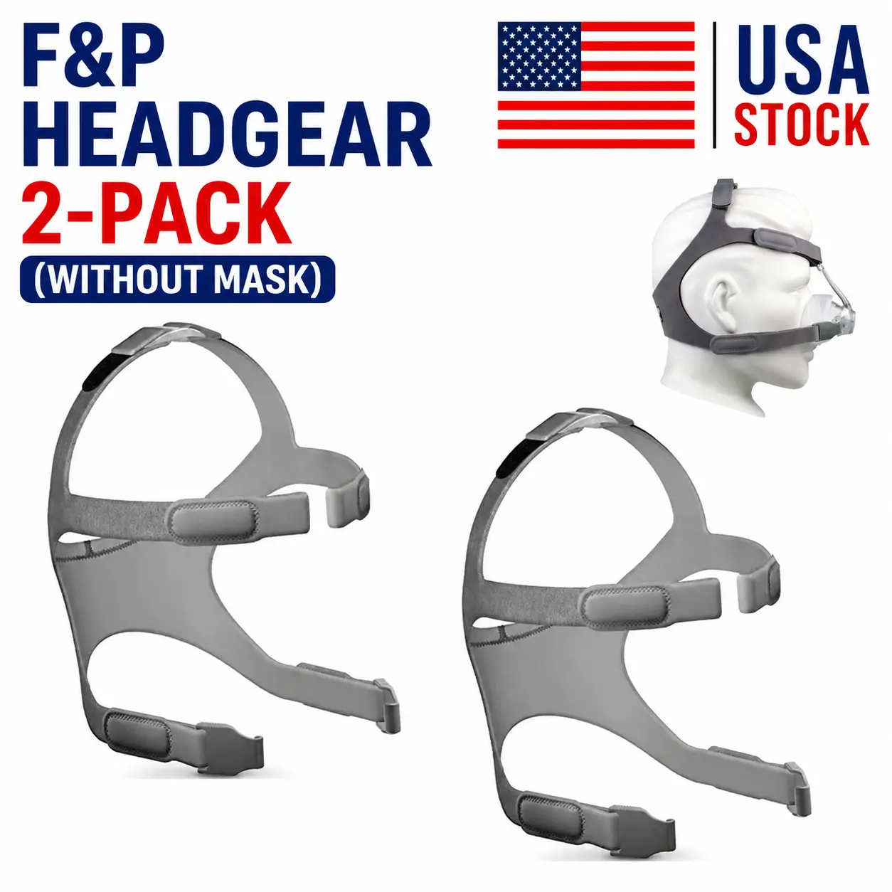 Replacement Straps for F&P Simplus Full Face Mask, F&P Eson 2 Nasal Mask Headgear,Eson CPAP Headgear 2-Pack (Without Mask)