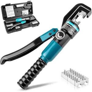 6-Ton Hydraulic Crimping Tool with 9 Pairs of Dies, 12 AWG to 2/0   Lug Terminal & Wire Rope