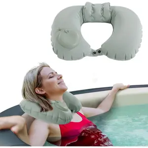 U-Shaped Hot Bathtub Pillow,Inflatable Spa Pillows for Hot Tub with Adjustable Button for Shower, Neck Support Headrest & Leg Pillow for Relaxation Spa Soak in Bathtub