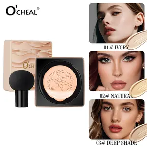 Long-Lasting Cushion CC Cream, Perfect Concealer Foundation for Women over 40, Full Coverage Makeup, Mushroom Applicator
