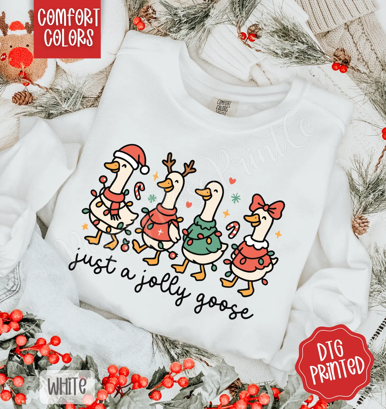 Jolly Goose Comfort Colors Sweatshirt, Trendy Women's Christmas Crewneck