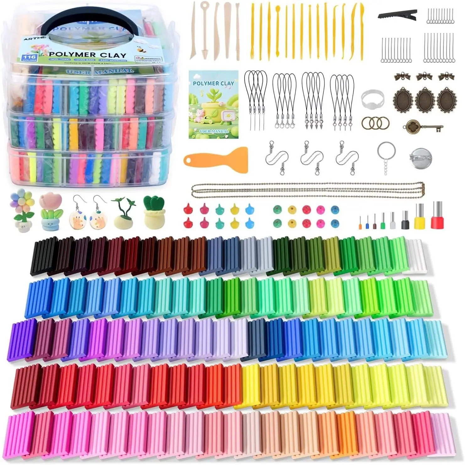 Polymer Clay, 116 Colors Oven Bake Modeling Clay Starter Kits for , Creative Polymer Clay Kit with Sculpting Tools and  Accessories, , Ideal DIY Gifts for Adults and Teens