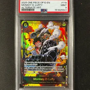 PSA 9 Monkey D Luffy Alternate Art OP10 Authentic NM Condition English Collectible Trading Card with Colorful Art