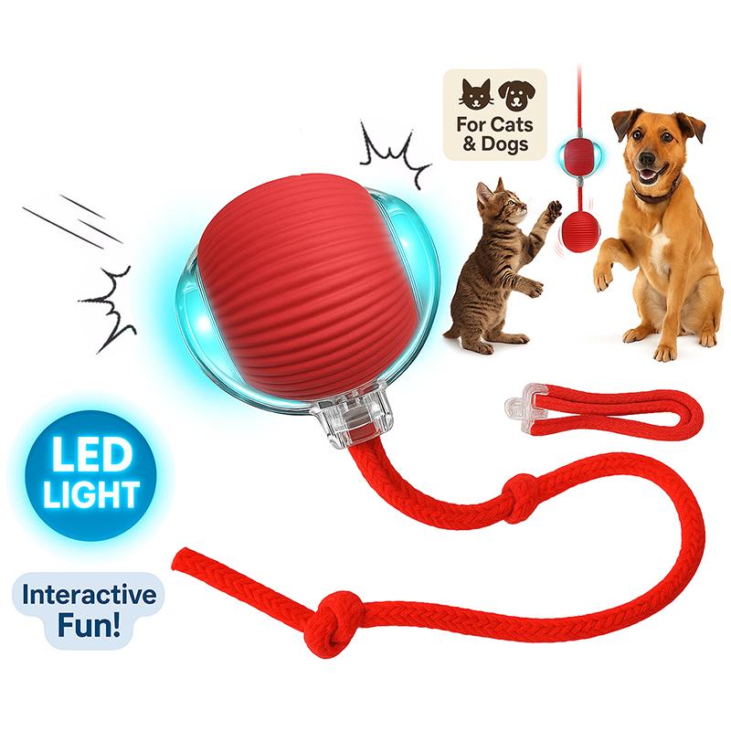 Smart Automatic Rolling Ball for Cats & Dogs – USB Rechargeable Interactive Toy with LED Light, Obstacle Avoidance, Pet-Safe Design, 4+ Hours Playtime, Fast Ship from USA
