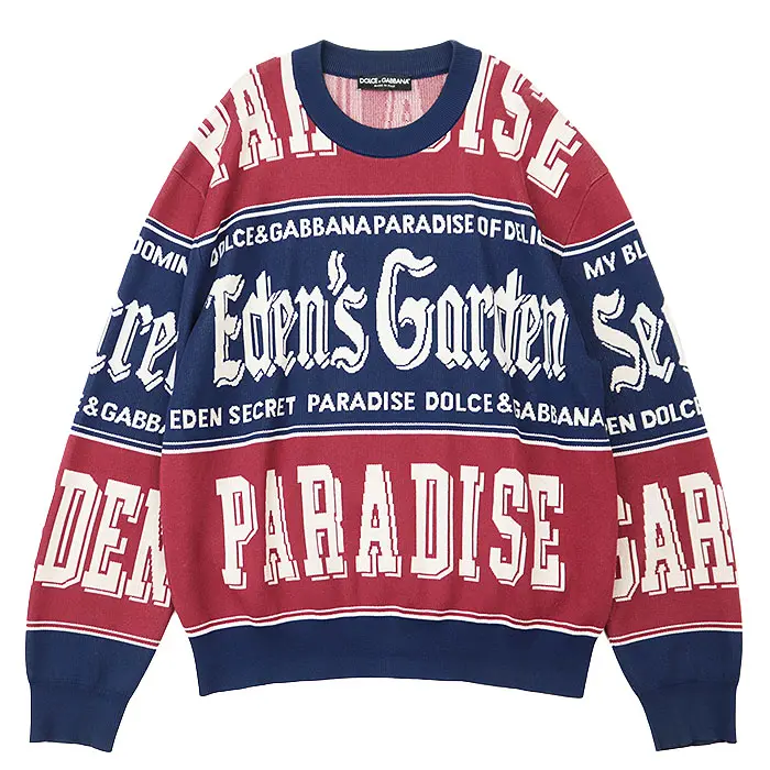 Pre-owned DOLCE & GABBANA Cotton Small Leather Goods Eden’s Garden Paradise Sweater