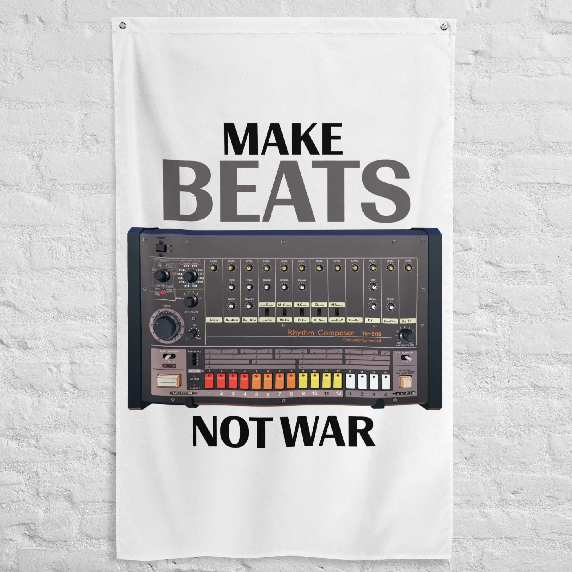 "Make Beats Not War" TR808 Inspired 34.5"x56" Vertical Flag Banners Print